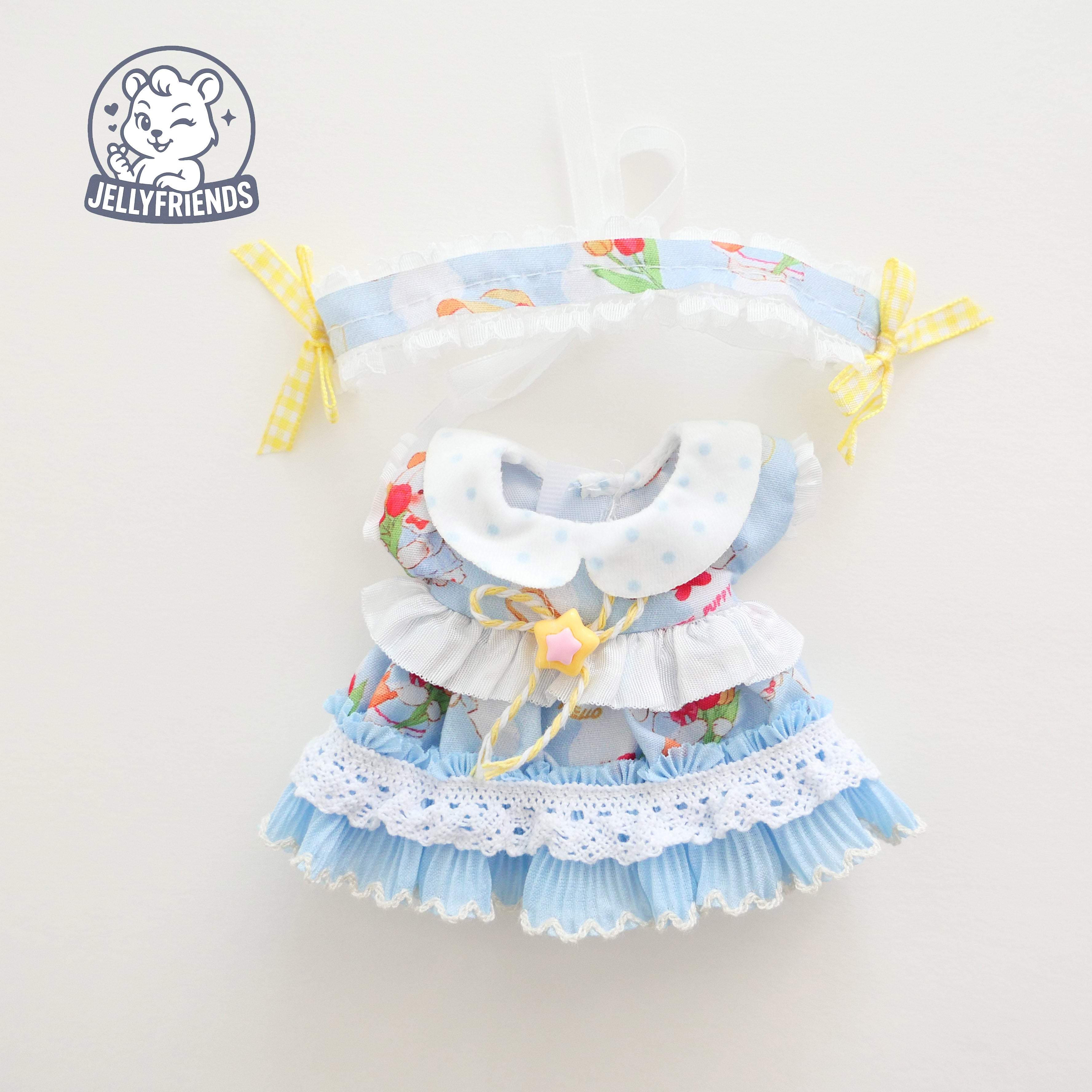 Blue Bunny Garden Dress Set for Labubu