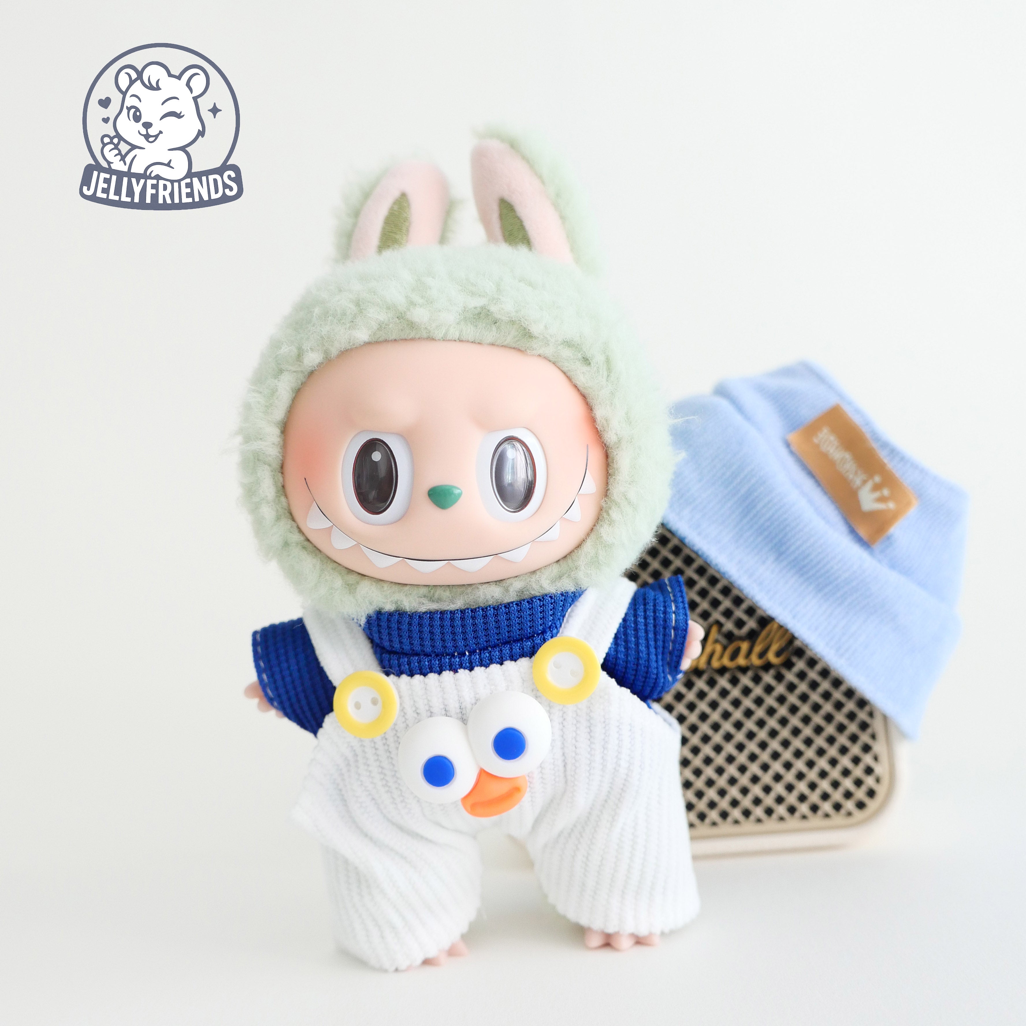 Blue Monster Overall Set for Labubu