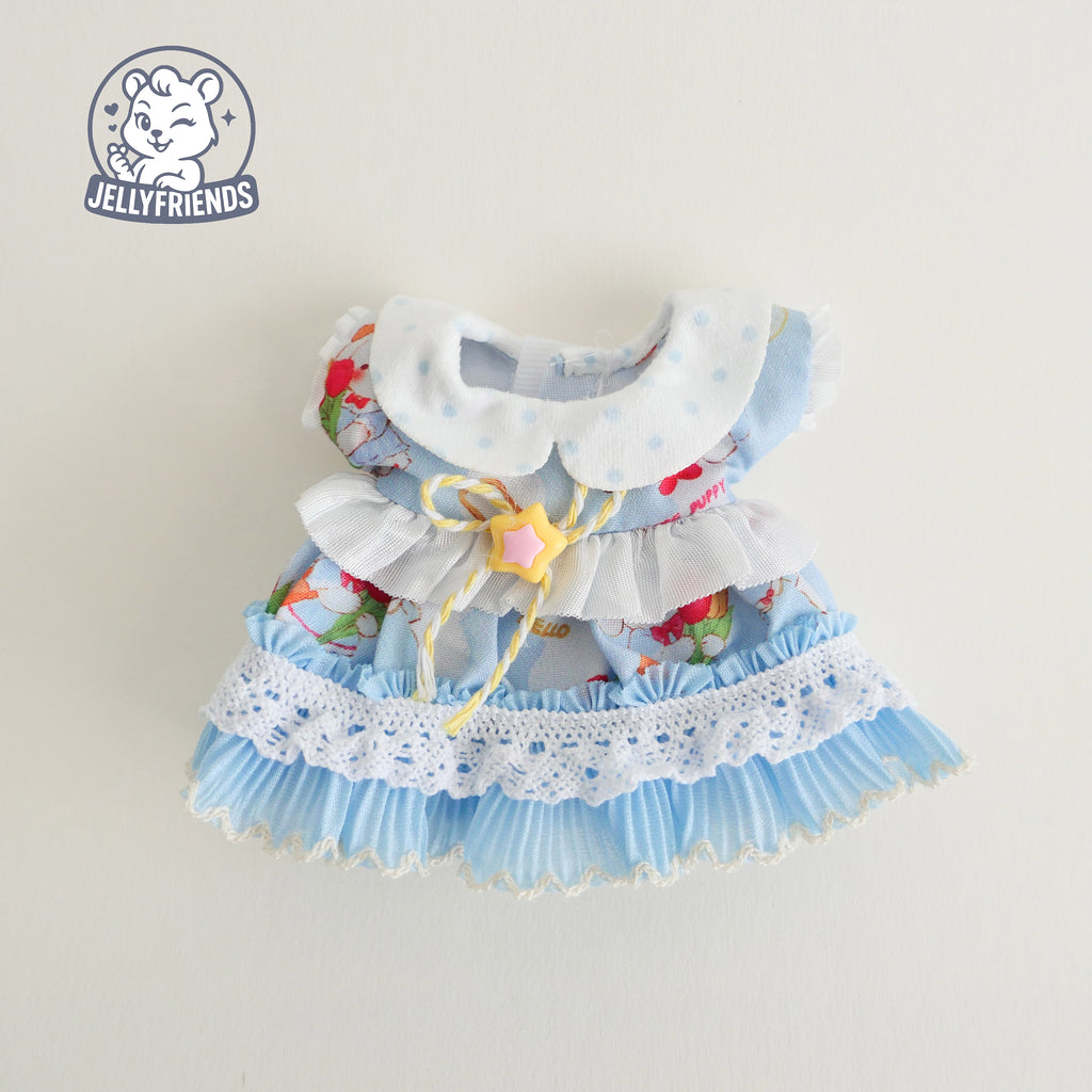 Blue Bunny Garden Dress Set for Labubu