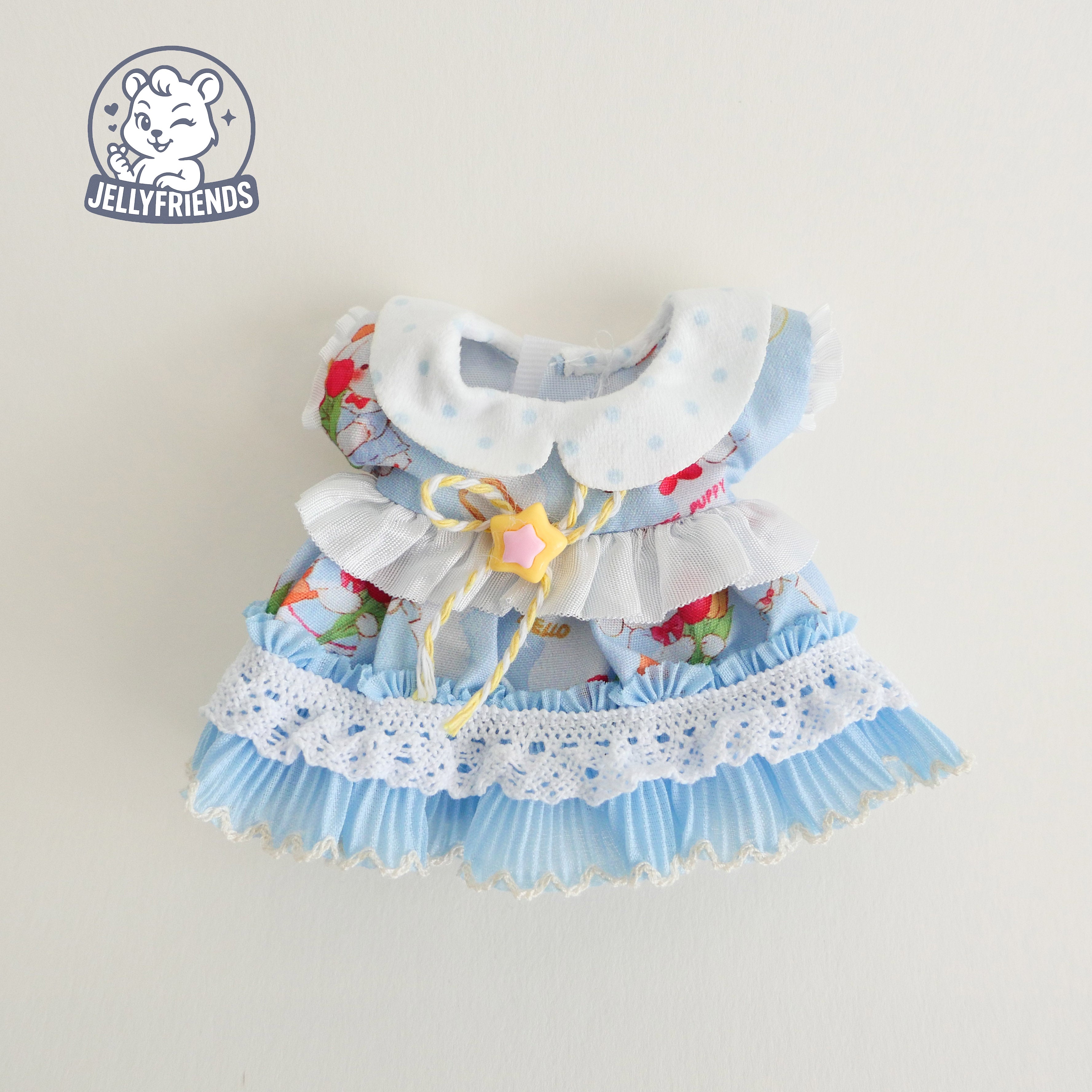 Blue Bunny Garden Dress Set for Labubu
