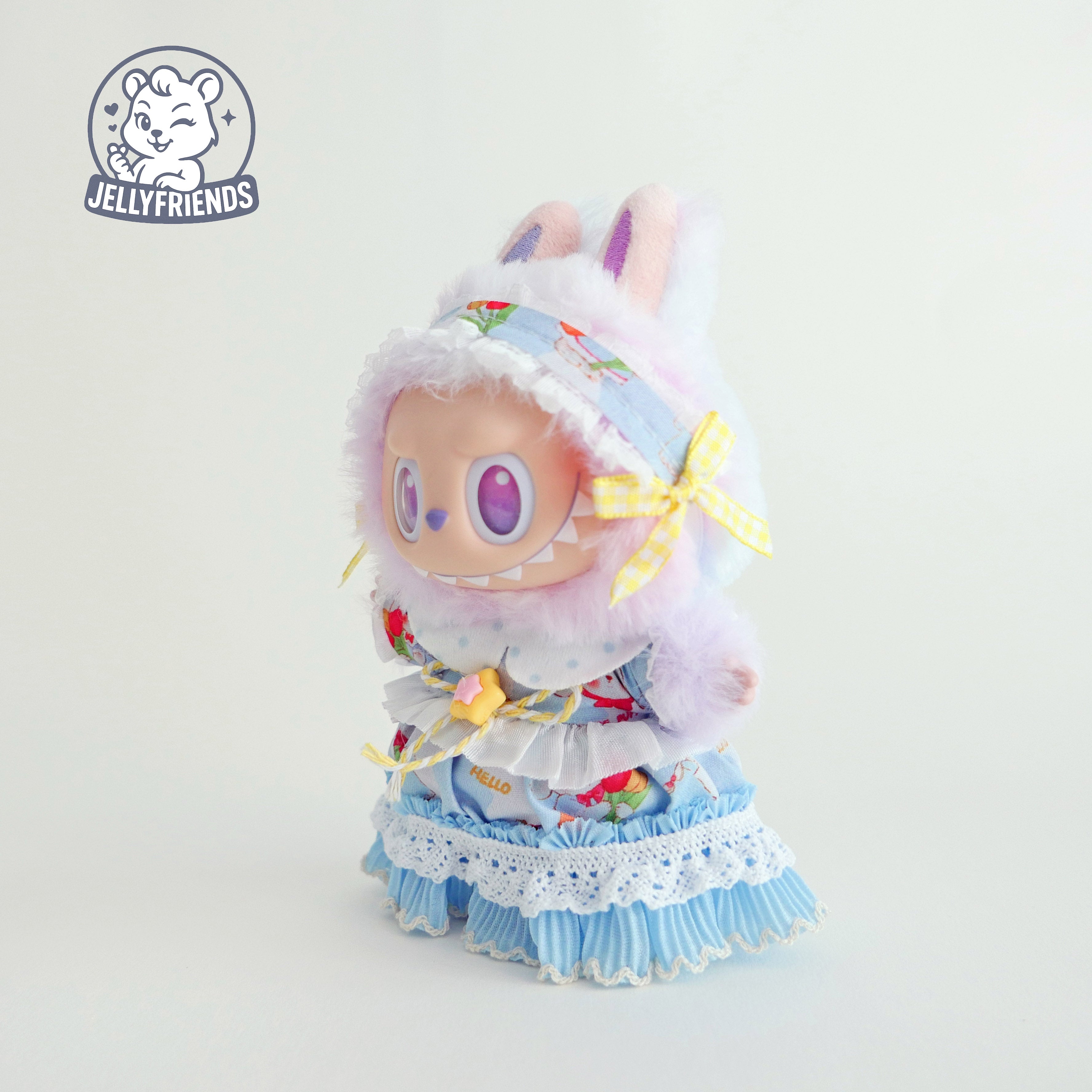 Blue Bunny Garden Dress Set for Labubu