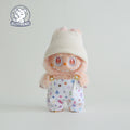 Beige Beanie & Patterned Overalls for Labubu