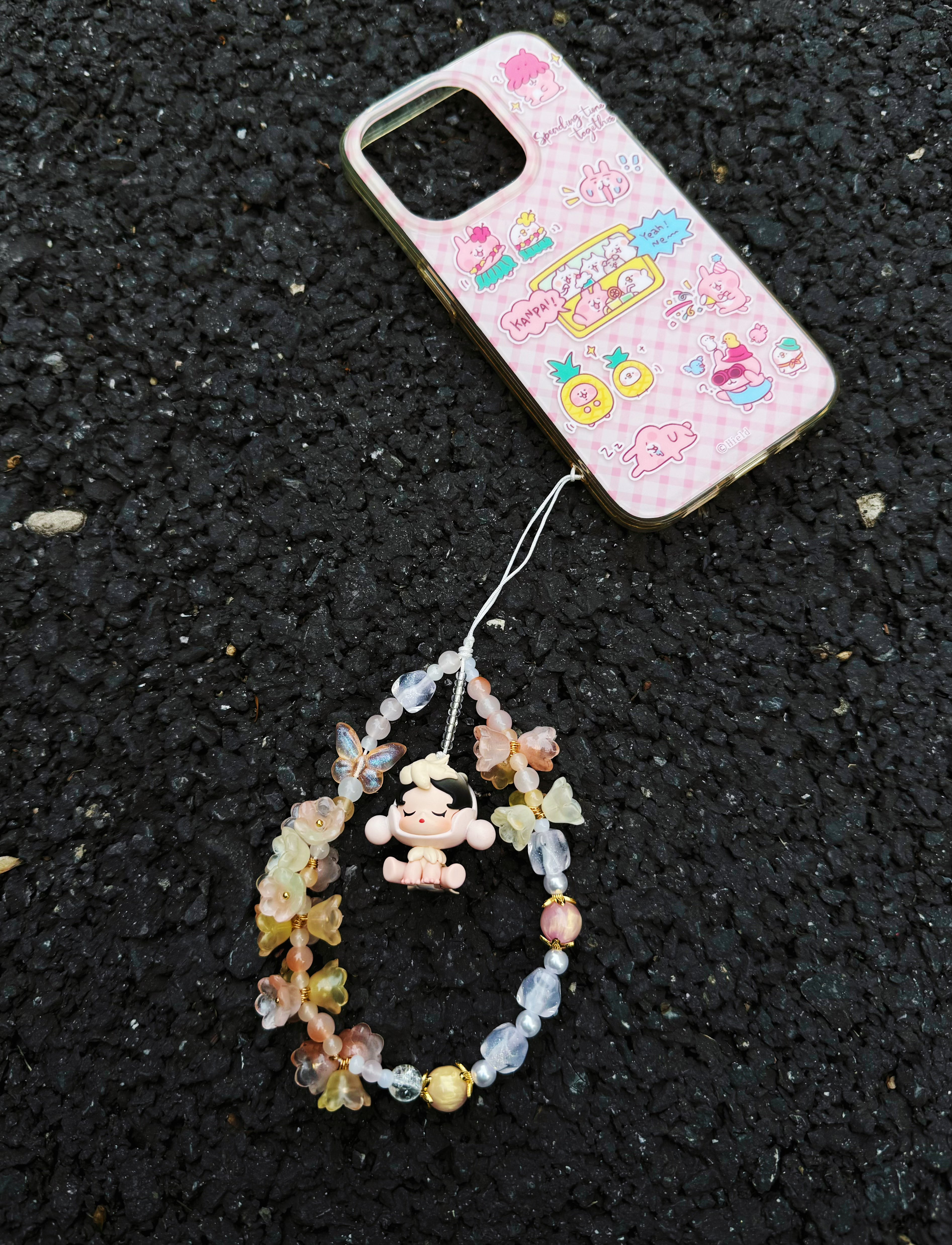 Popbean Skull Panda Phone Charm