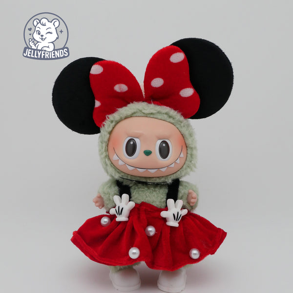 Polka Minnie-Inspired Outfit Set for Labubu
